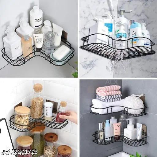 (PACK OF 2) Metal Bathroom Corner Rack, Bathroom Shelf, Storage Rack, Wall Storage Organizer Rack