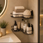 (PACK OF 2) Metal Bathroom Corner Rack, Bathroom Shelf, Storage Rack, Wall Storage Organizer Rack